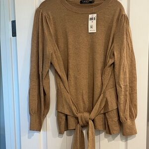 Lauren by Ralph Lauren Women's Tan Tie-Front Top